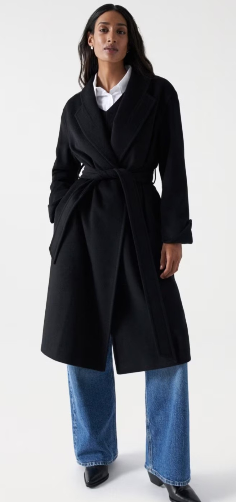 E&M Stores Salsa Wool Coat Black Clearance