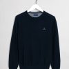 E&M Stores Gant Pique Cotton Crew Sweater Navy Hot