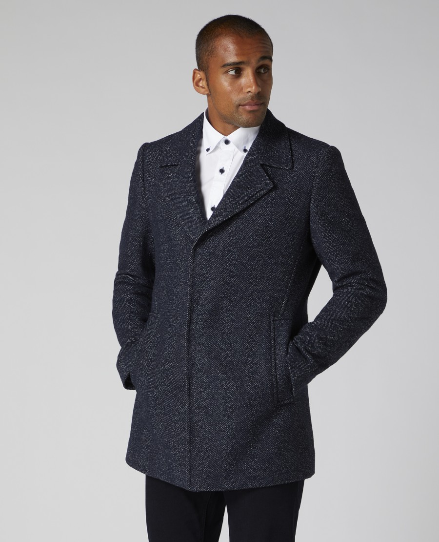 E&M Stores Lohman Overcoat Navy New