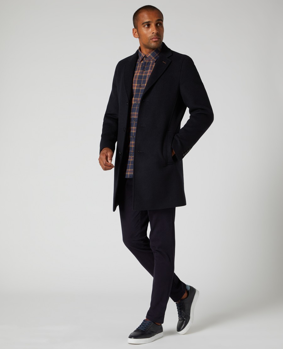 E&M Stores Raeburn Overcoat Navy Clearance