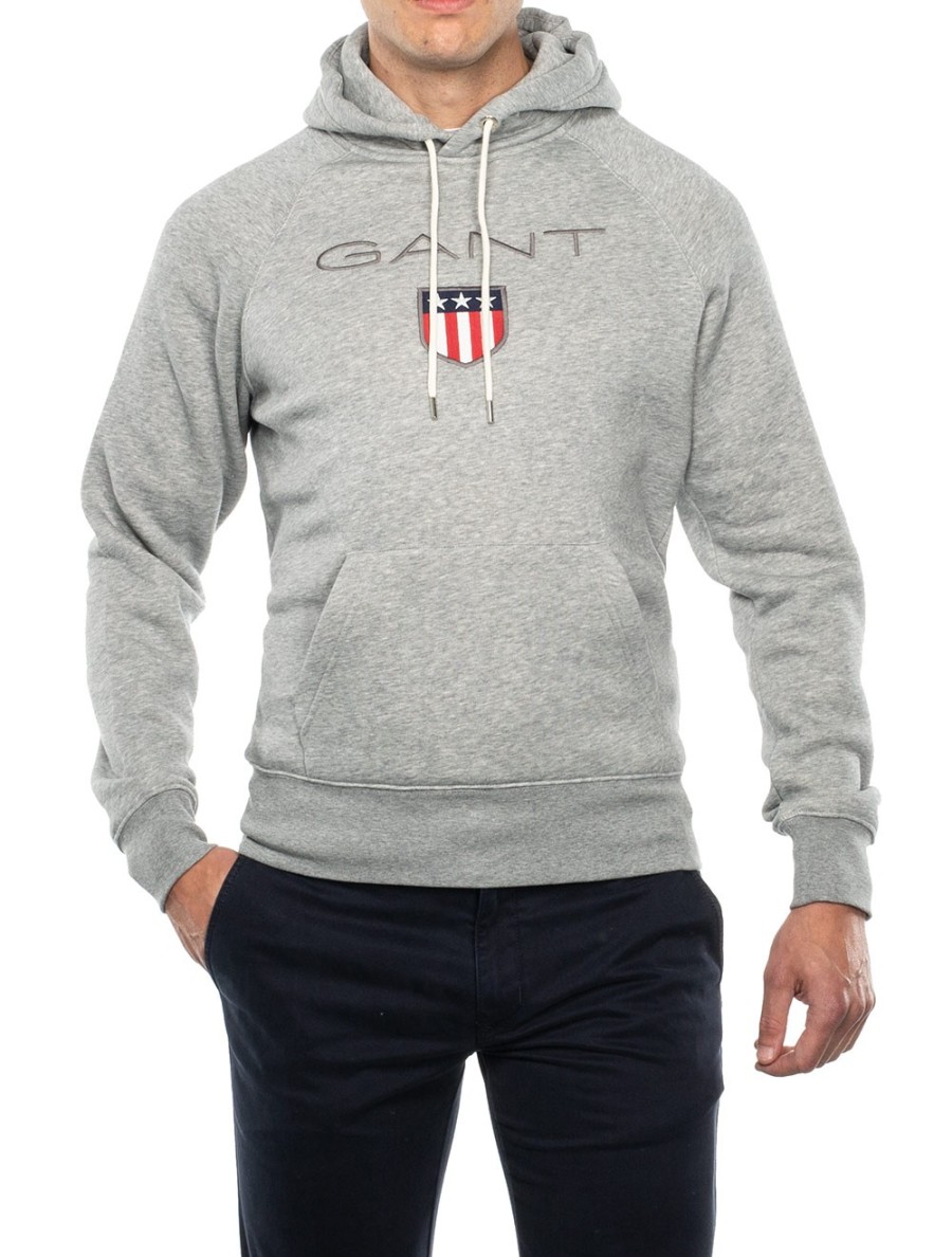 E&M Stores Gant Shield Hoodie Grey Clearance