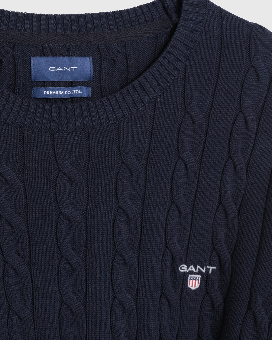 E&M Stores Gant Cable Sweater Navy Wholesale