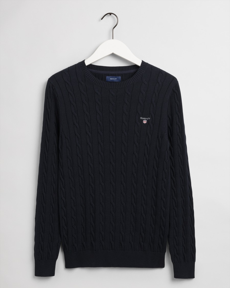 E&M Stores Gant Cable Sweater Navy Wholesale